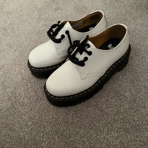 Dr Marten white platform low tops